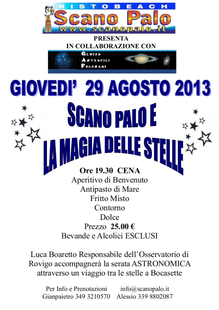 Locandina evento "Scano Palo e la magia delle stelle"