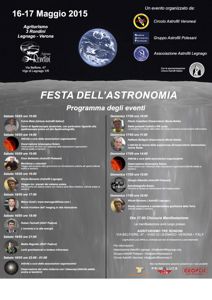 Locandina festa dell'astronomia 2015